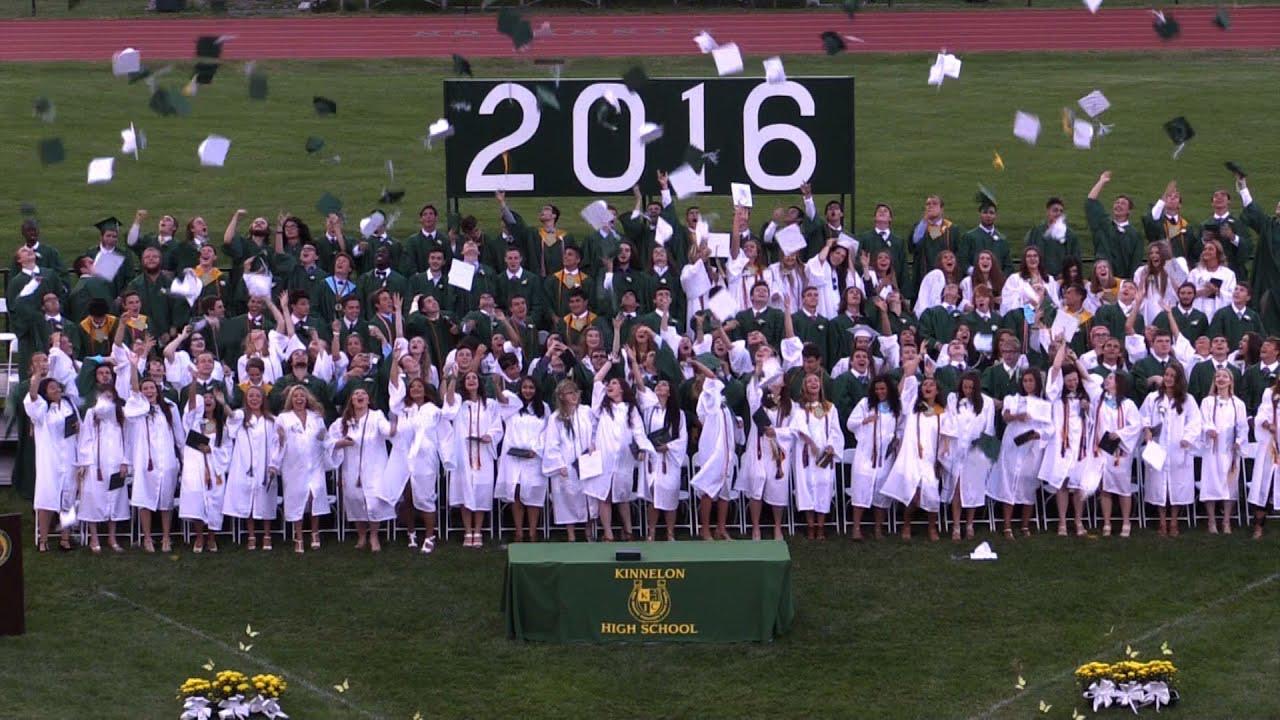 The Kinnelon High School Class of 2016 throwing their caps at graduation